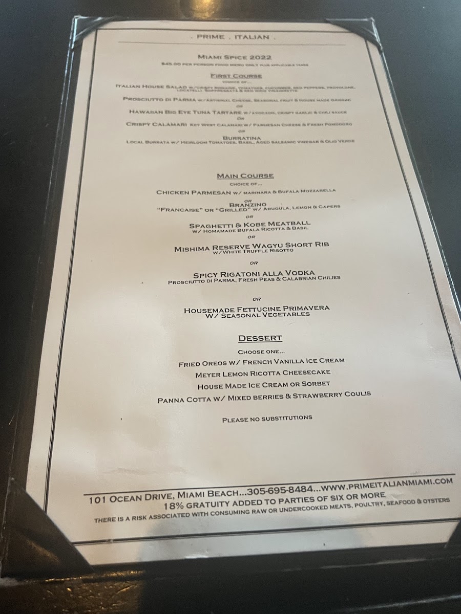 Prime Italian Menu - Image 2